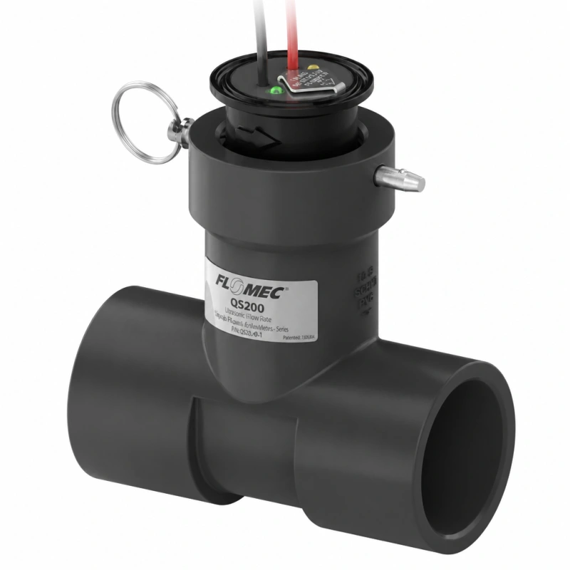 GPI Flomec QS200 Ultrasonic Flow Meter in 2″ PVC Tee Slip 0.92 to 138 GPM 150 PSI (QS20020)