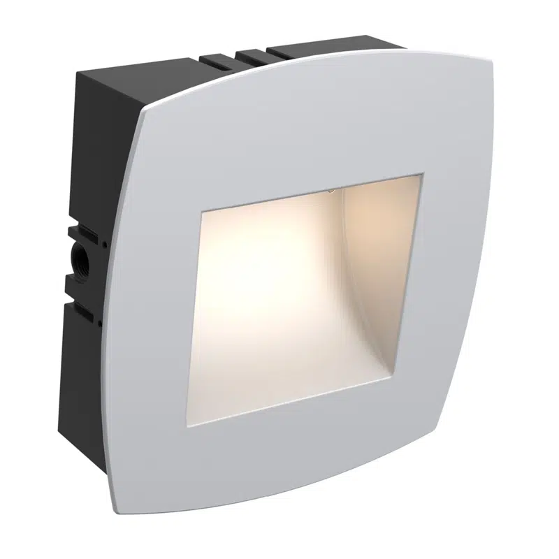 Lumascape (Holm) rNook-16 11" 120V Silver Recessed Wall Light with MKNOK16S Mounting Kit | rNOK-16-SV-L20K30-MD-ES-SV