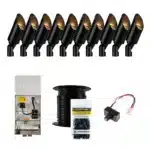 FX Luminaire Cora 10 Piece CA-51 Landscape Lighting Accent Up Light Kit, Black Finish, Photocell (FX-10-KIT-CA-PC-WIRE)