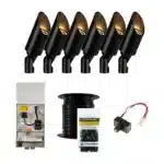 FX Luminaire Cora 6 Piece CA-51 Landscape Lighting Accent Up Light Kit, Black Finish, Photocell (FX-6-KIT-CA-PC-WIRE)