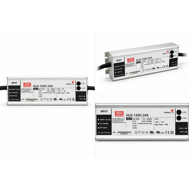 Mean Well HLG-120H-24A 120W 24V 5A Constant Voltage LED Driver Power Supply (HLG-120H-24A)