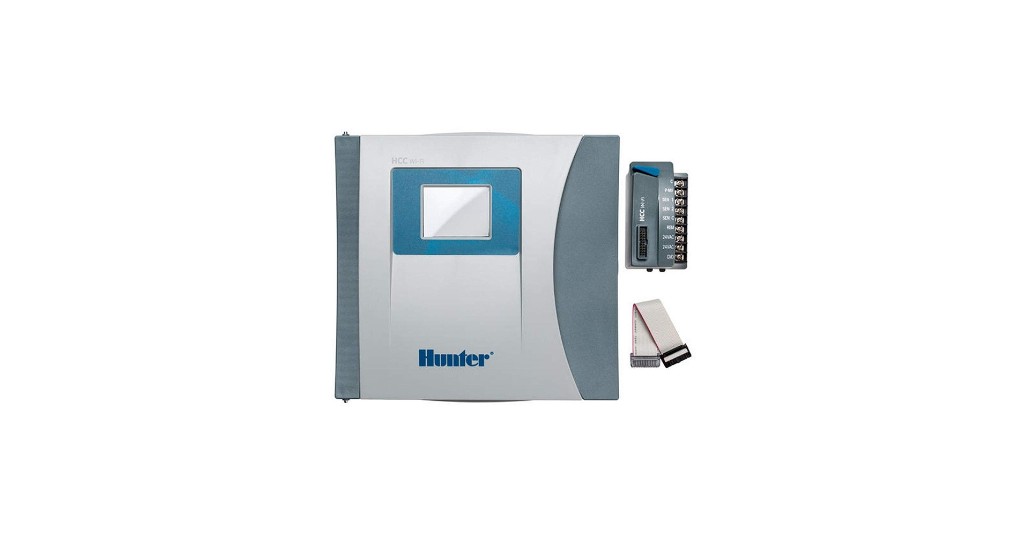 Hunter HCC-FPUP Hydrawise retrofit kit — HCC touchscreen faceplate, power module, and ribbon cable for upgrading ICC and ICC2 controllers