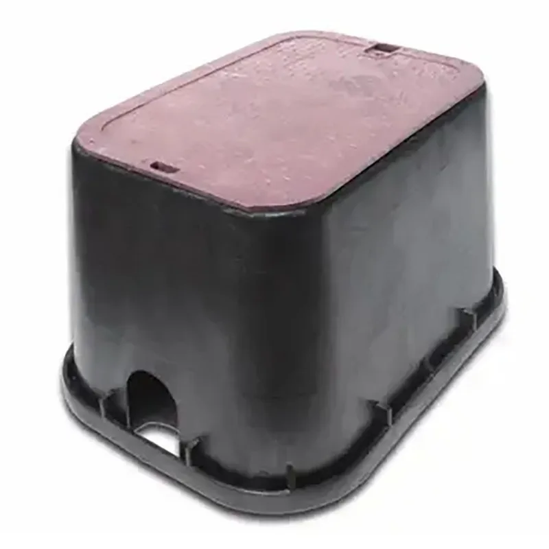 NDS Valve Box Rectangular 14 in X 19 in x 12 in, Black Box, Overlapping Purple Reclaimed Cover (113BCR)