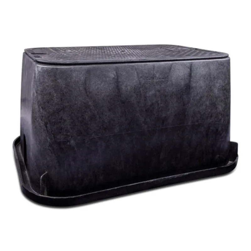 NDS Standard Jumbo 13" x 20" 12" Deep Overlapping Polypropylene/HDPE Valve Box, Black (117BC BLK)