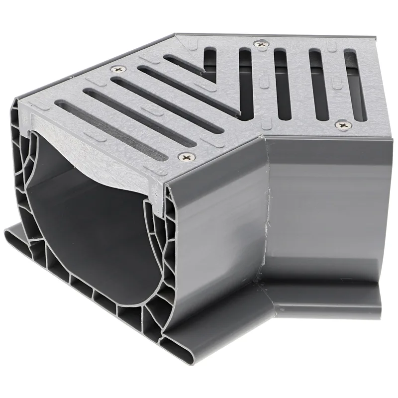 NDS Spee-D 45° Elbow Channel Drain w/ Gray Grate (2301)