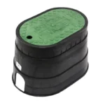 NDS Standard 8" x 14" Oval Drop-In Valve Box, HDPE, Black/Green (M4-SG)