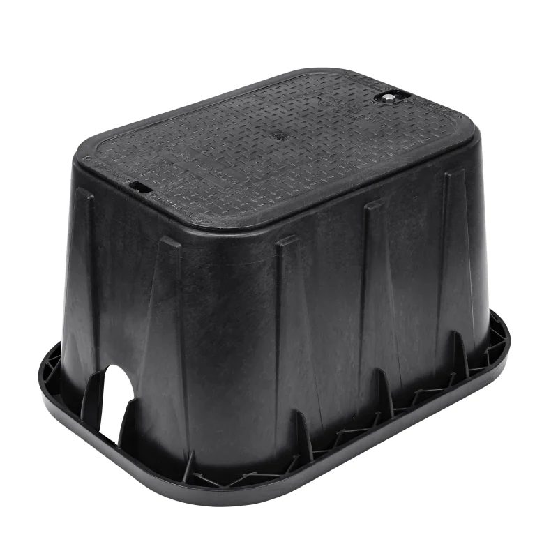 NDS Pro-Spec Valve Box 19" x 14" 12" Deep Overlapping Bolt-Down Lid Black/Black (313BCBRBLK)
