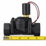 Hunter HPV-100G 1 inch globe valve side profile with tape measure for scale