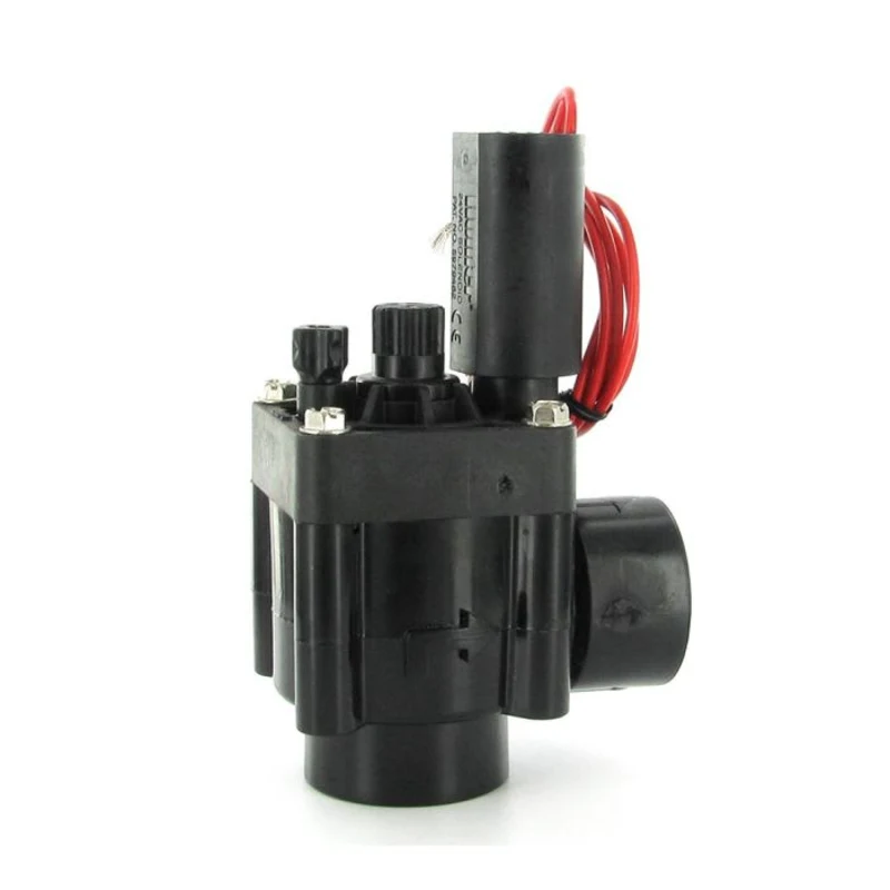 Hunter PGV-101A 1 inch angle valve with flow control, FNPT, white background