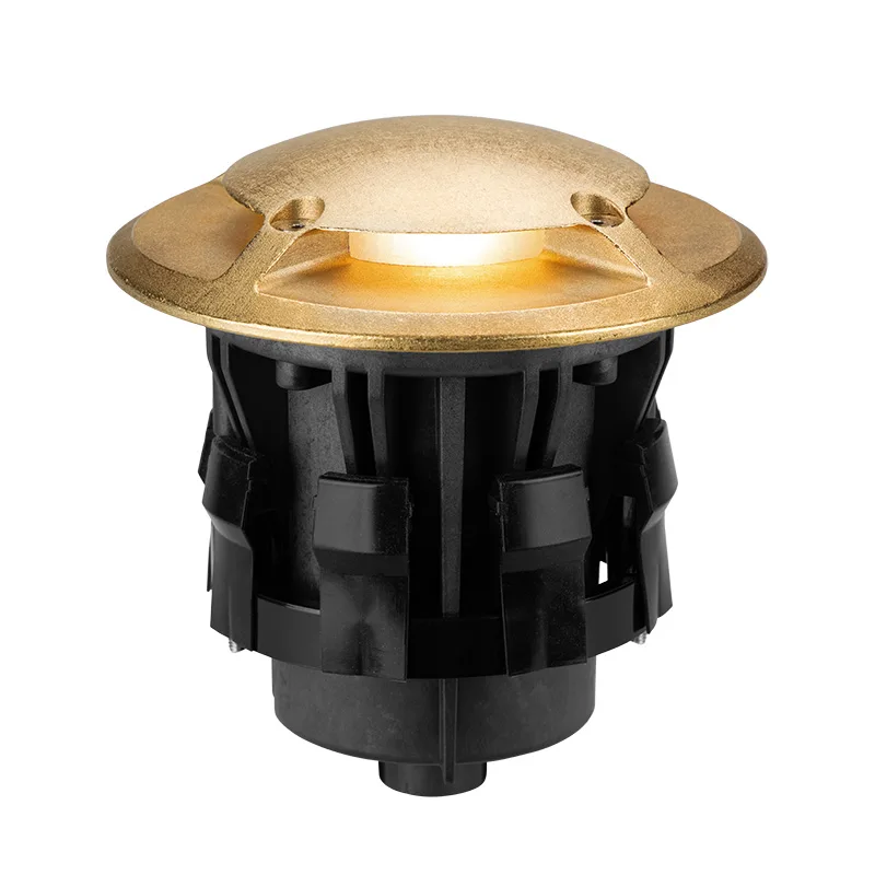 FX Luminaire Terra TG-61 ground wash in-grade light, no lamp, natural brass faceplate