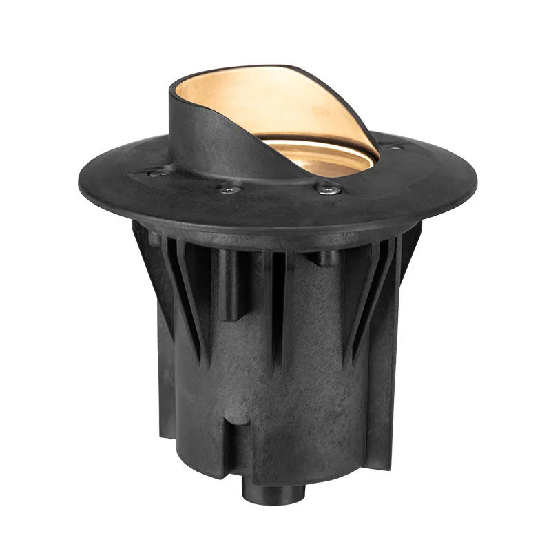 FX Luminaire Terra TN-61 in-grade well light with composite cowling glare shield, black composite