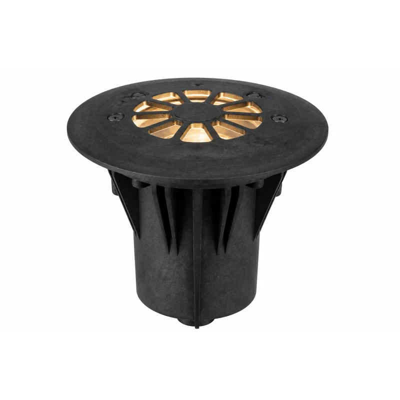 FX Luminaire Terra TN-61 in-grade well light with composite grill faceplate, black composite housing