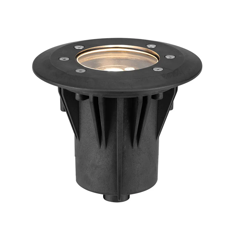 FX Luminaire Terra TN-61 in-grade well light with composite ring and clear lens, black composite