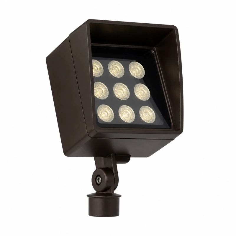 Holm 9 LED Wide Flood Bronze Metallic ZD — Clearance (sQAD8-A-ZD9LED-WF-BZ-CLR)