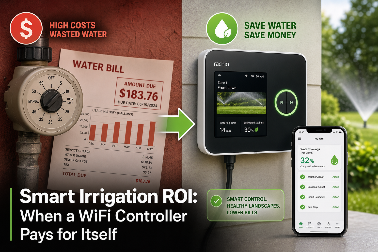 Smart irrigation ROI HOA water savings flow meter monitoring