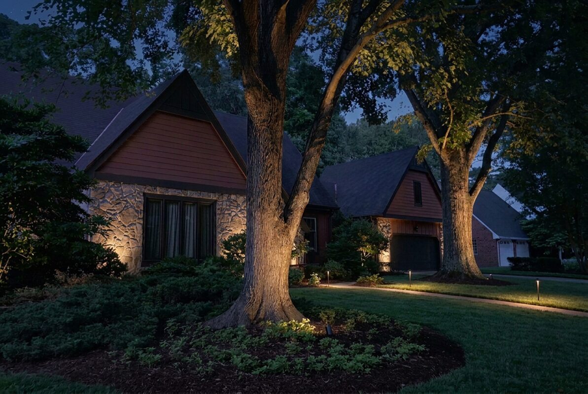 Landscape lighting at night