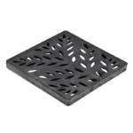 NDS 12 in. Square Catch Basin Drain Grate, Decorative Botanical Design, Cast Iron (1218CI)