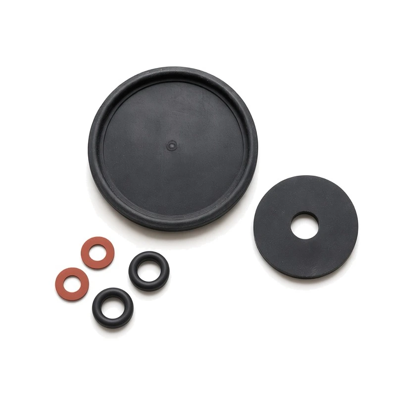 Superior 950 Series 1-1/4 inch electric valve adapter repair kit diaphragm, flat ring, two rounded black seals, and two flat red washers