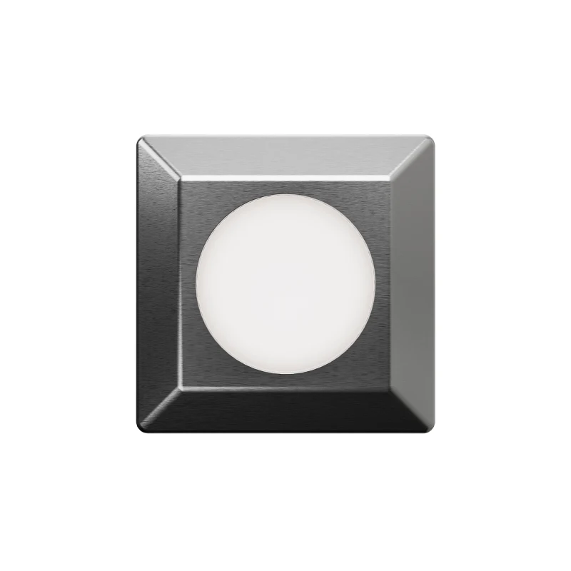 WAC 2551-27BS 2 inch square step light, 2700K, Bronze Stainless Steel. Photo shows the stainless steel finish.