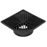 NDS 6 in. Square Grate, Connects to 3 in. and in. Drain Pipes and Fittings, Black Plastic (4)