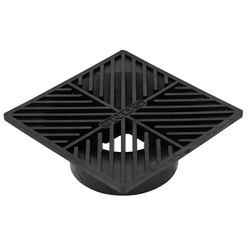 NDS 6 in. Square Grate, Connects to 3 in. and in. Drain Pipes and Fittings, Black Plastic (4)