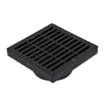 NDS 6 in. Square Grate with Low-Profile Adapter Drain, Connects to 3 in. and 4 in. Drain Pipes and Fittings, Black Plastic (640)