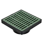 NDS 6 in. Square Grate with Low-Profile Adapter Drain, Connects to 3 in. and 4 in. Drain Pipes and Fittings, Green Plastic (641)