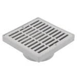 NDS 6 in. Square Grate with Low-Profile Adapter Drain, Connects to 3 in. and 4 in. Drain Pipes and Fittings, Gray Plastic (642)