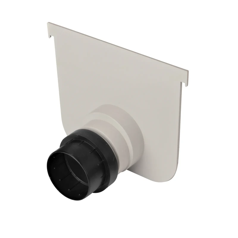 NDS 12 in. Pro Series™ Channel Drain End Cap/Outlet, Deep Profile, Connects to 3 in. and 4 in. Drain Pipes, Lt. Gray Plastic (844)