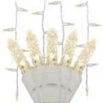 Warm white LED icicle lights with white wire