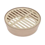 NDS 6 in. Round Grate with Collar, Connects to 6 in. Spee-D® Basin, 6 in. Drain Fittings, Satin Brass and Plastic (918B)