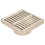 NDS 6 in. Square Grate with Low-Profile Adapter Drain, Connects to 3 in. and 4 in. Drain Pipes and Fittings, Satin Brass and Plastic (920B)