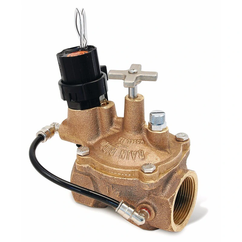 Rain Bird 150-EFB-CP family studio photo, one valve on a light background. The carton is the 150-EFB-CP case, not a different model in the same family.