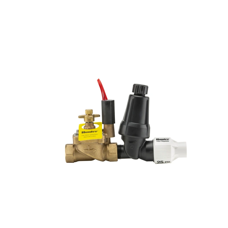 Hunter IBZ-101-25LF 1 inch lead-free brass drip zone kit with filter-regulator marked 25 PSI
