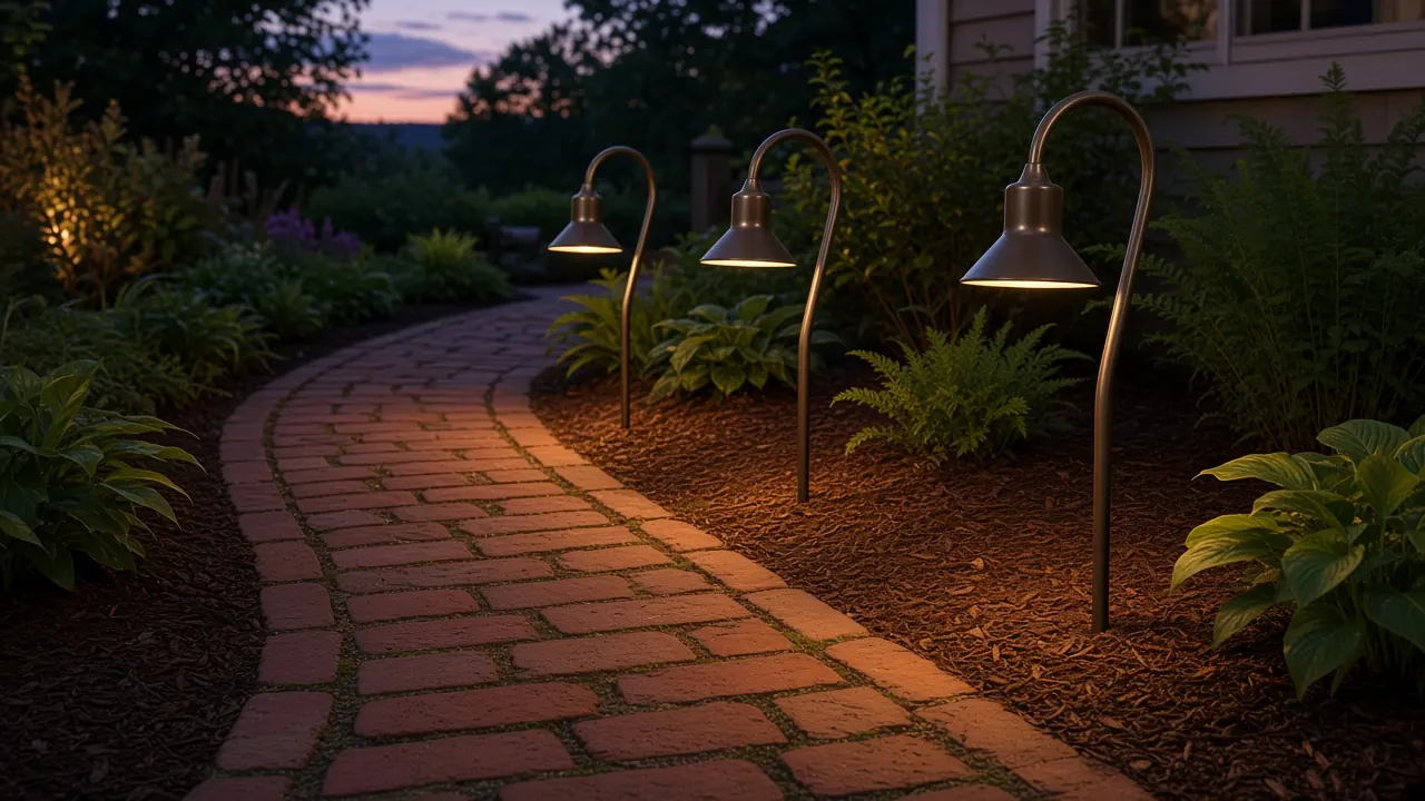 FX Luminaire TD path lights along a walk