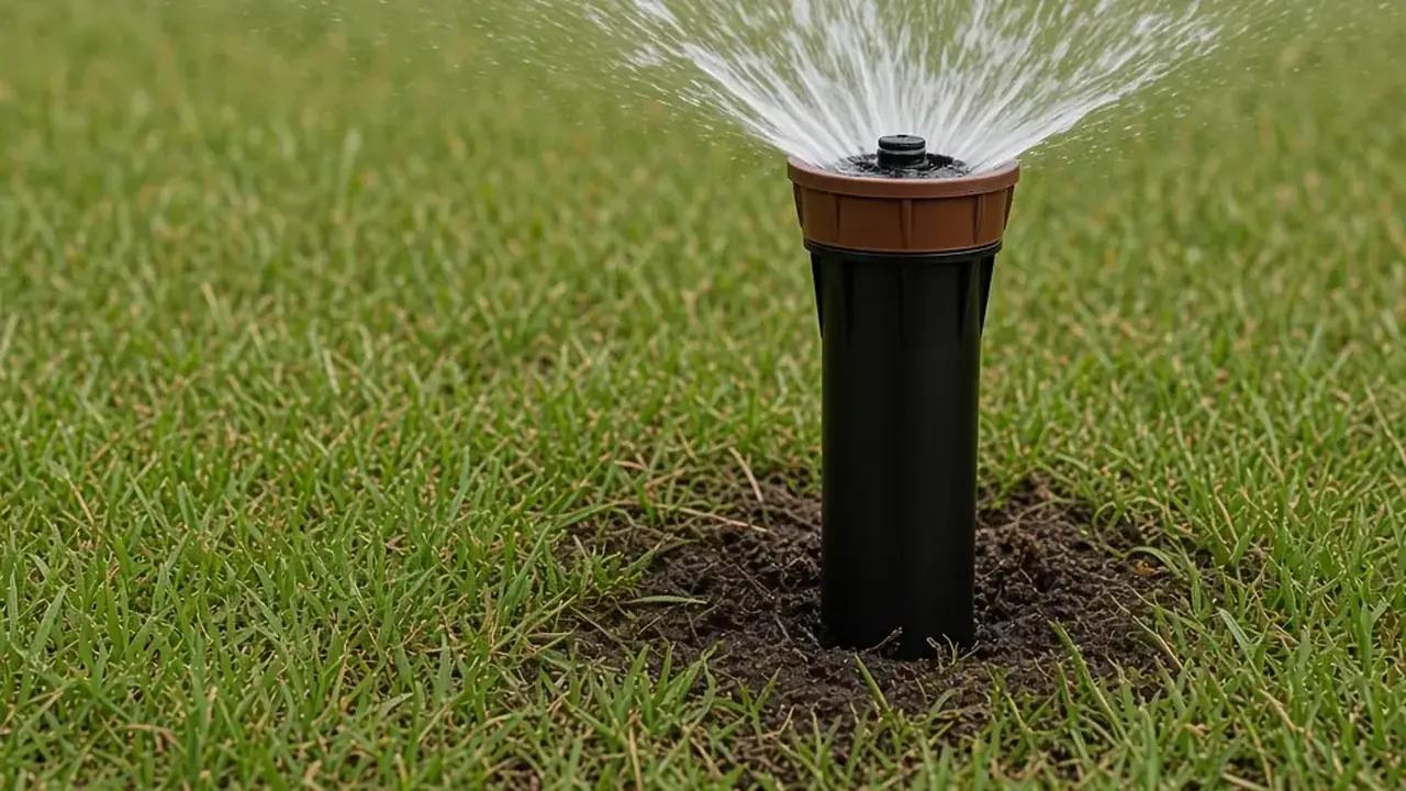 Sprinkler Nozzle Guide — Which Nozzle Do I Need? 1 Hunter Pro-Spray head watering a lawn