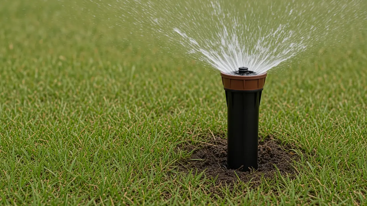 Hunter Pro-Spray pop-up watering a residential lawn